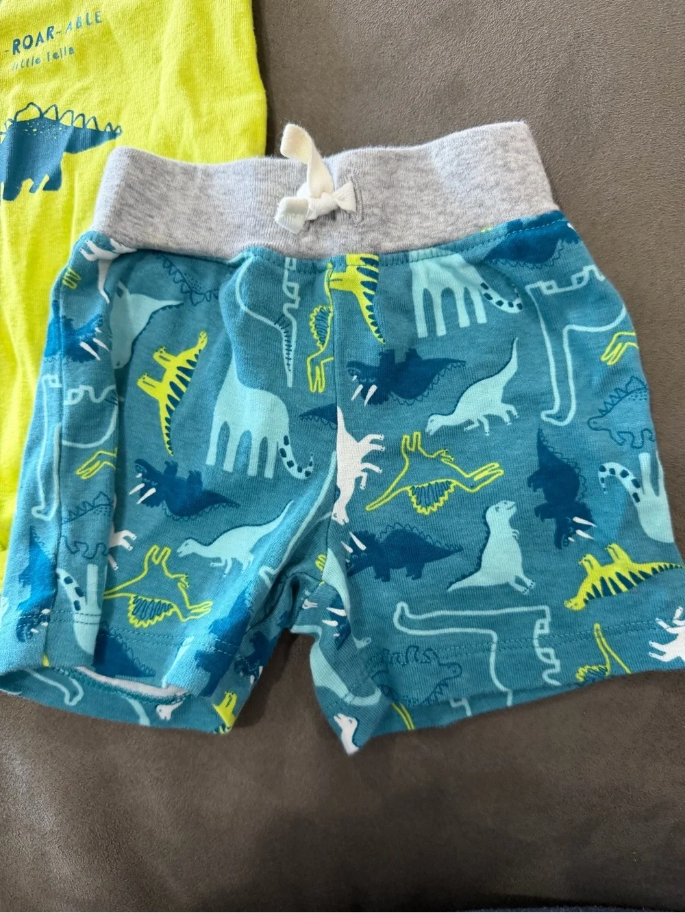 Carters Dino Bodysuit and Shorts Set - Lime Green & Blue